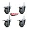 Service Caster 35 Inch Gray Polyurethane Swivel 34 Inch Threaded Stem Caster Set with Total Lock Brake SCC-TSTTL20S3514-PPUB-34212-4 - alternate 4